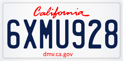 CA license plate 6XMU928