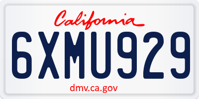 CA license plate 6XMU929