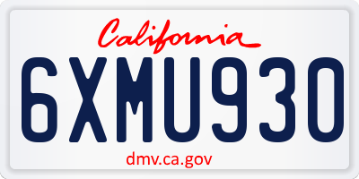 CA license plate 6XMU930
