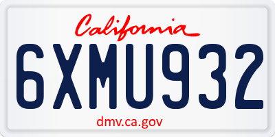 CA license plate 6XMU932