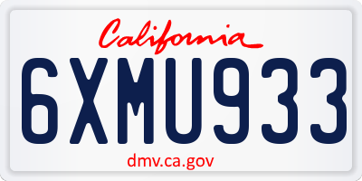 CA license plate 6XMU933