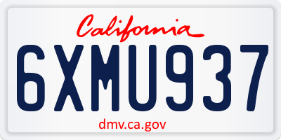 CA license plate 6XMU937