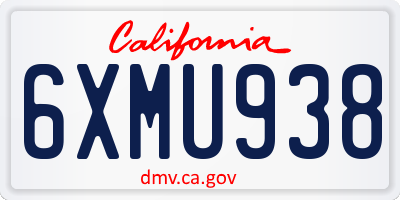 CA license plate 6XMU938