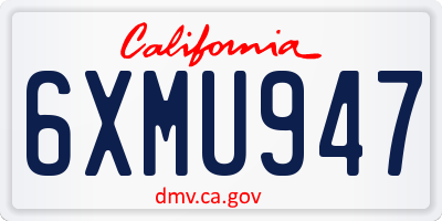 CA license plate 6XMU947