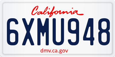 CA license plate 6XMU948