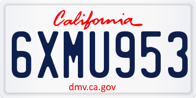 CA license plate 6XMU953