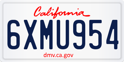 CA license plate 6XMU954