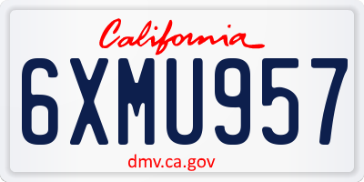 CA license plate 6XMU957