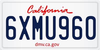 CA license plate 6XMU960