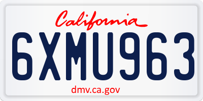CA license plate 6XMU963