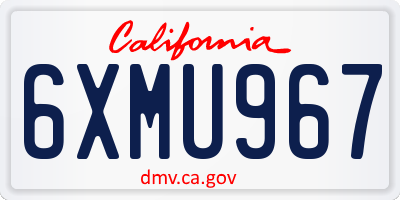 CA license plate 6XMU967