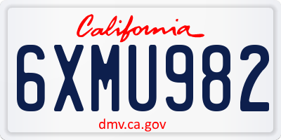 CA license plate 6XMU982