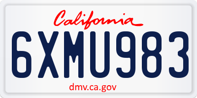 CA license plate 6XMU983