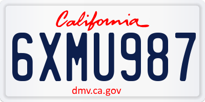 CA license plate 6XMU987