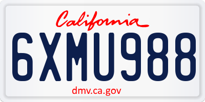 CA license plate 6XMU988