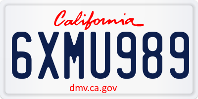 CA license plate 6XMU989