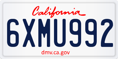 CA license plate 6XMU992