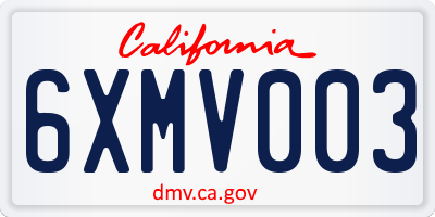 CA license plate 6XMV003