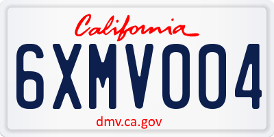 CA license plate 6XMV004