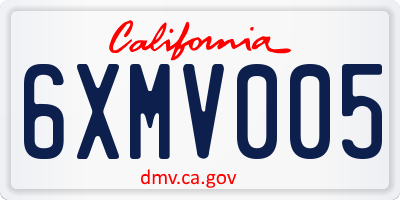 CA license plate 6XMV005