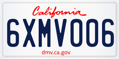 CA license plate 6XMV006