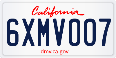 CA license plate 6XMV007