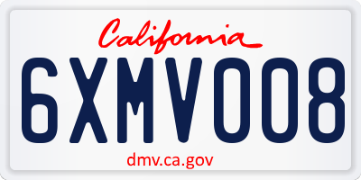 CA license plate 6XMV008