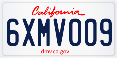 CA license plate 6XMV009