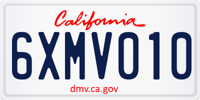 CA license plate 6XMV010