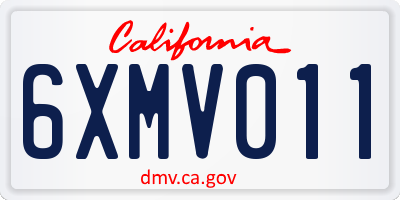 CA license plate 6XMV011
