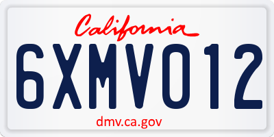 CA license plate 6XMV012