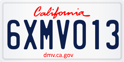 CA license plate 6XMV013
