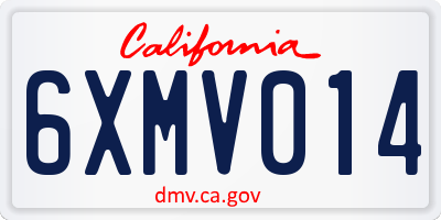 CA license plate 6XMV014