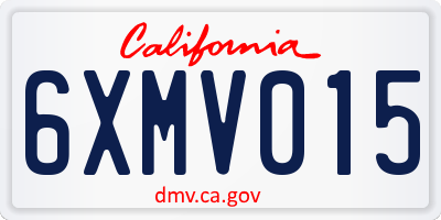 CA license plate 6XMV015