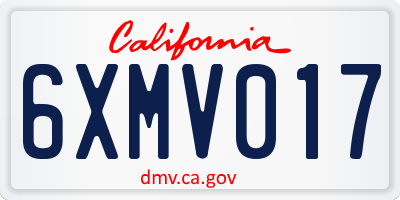 CA license plate 6XMV017
