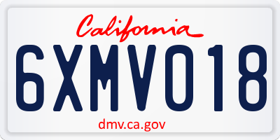 CA license plate 6XMV018