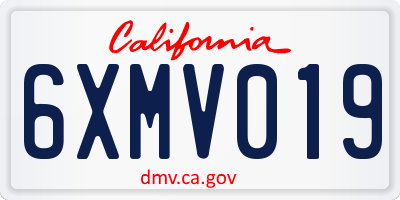 CA license plate 6XMV019