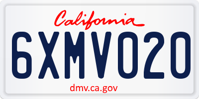 CA license plate 6XMV020