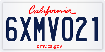 CA license plate 6XMV021