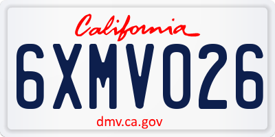 CA license plate 6XMV026