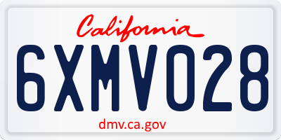CA license plate 6XMV028