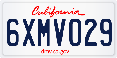 CA license plate 6XMV029