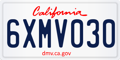 CA license plate 6XMV030