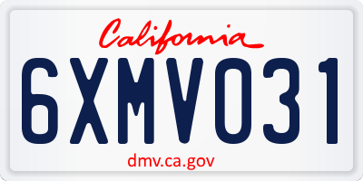 CA license plate 6XMV031