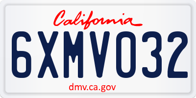 CA license plate 6XMV032