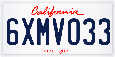 CA license plate 6XMV033