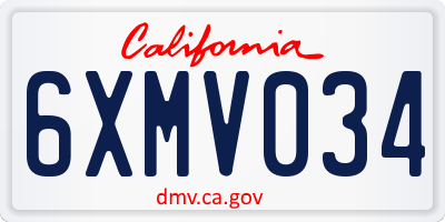CA license plate 6XMV034