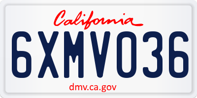 CA license plate 6XMV036