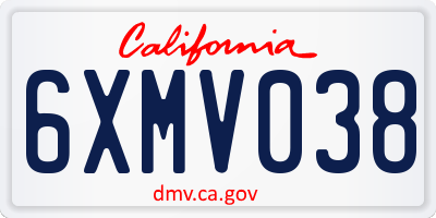 CA license plate 6XMV038