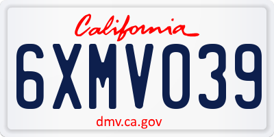 CA license plate 6XMV039